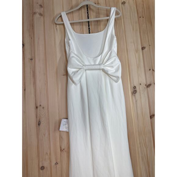 NWT Lulus Loving Fate White Bow Square Neck Backless Maxi Dress Wedding Bride M - Picture 3 of 11